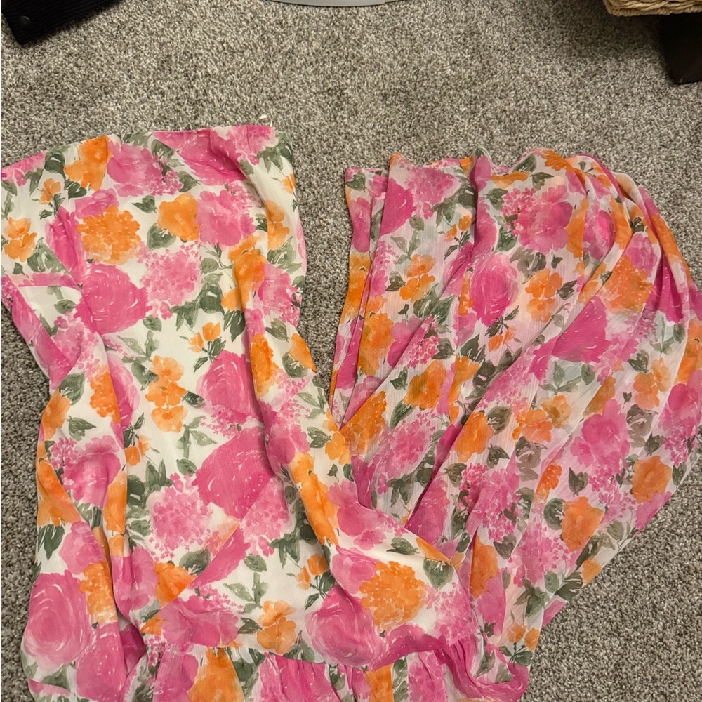Promesa Floral Pink and Orange Dress